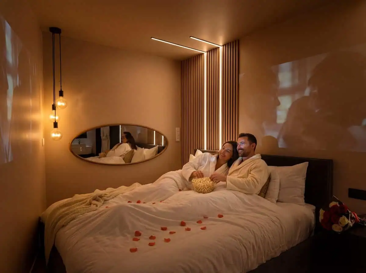 Couple in bathrobes in the love room Vendée