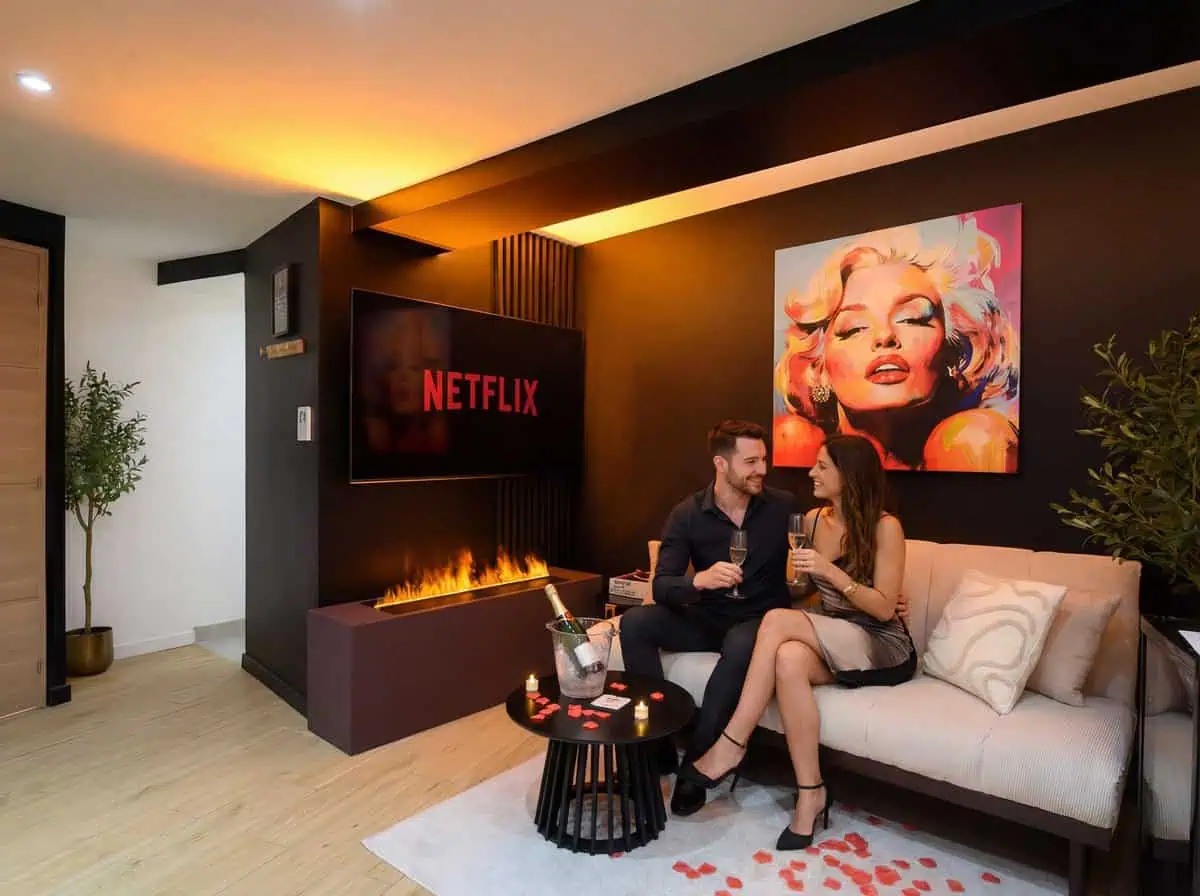Intimate atmosphere of the love room near the city centre of La Roche-sur-Yon